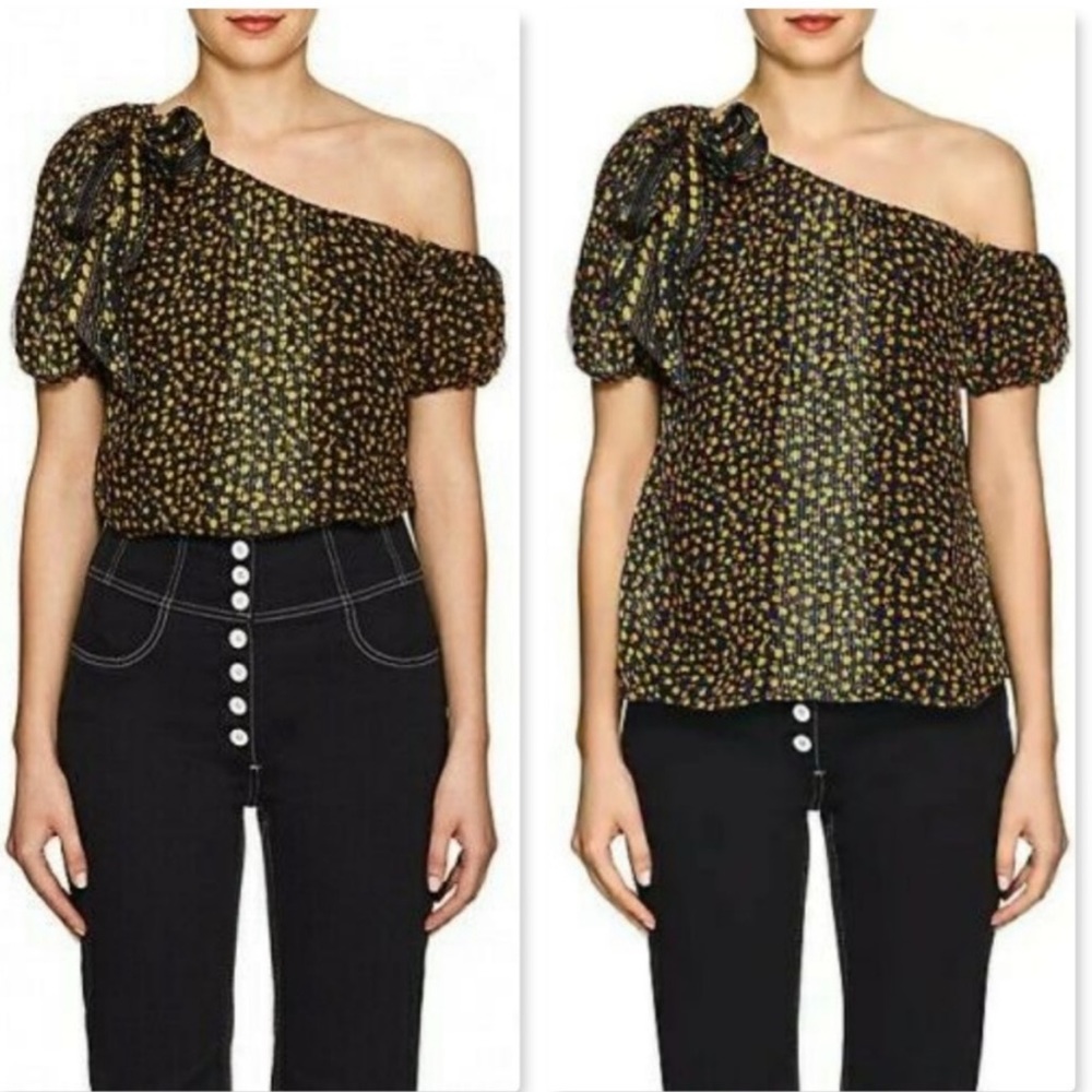 Ulla Johnson Femi Floral Silk Top In Black Yellow